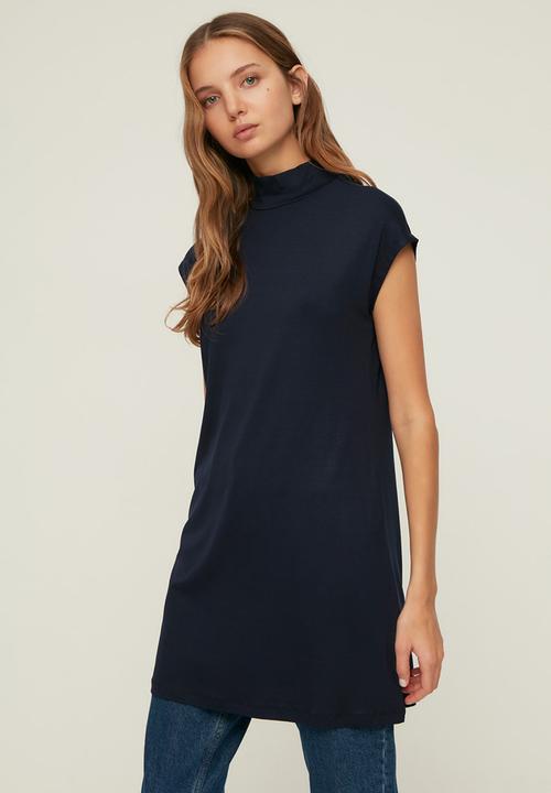 Koton - Vertical collar tunic - navy & stone