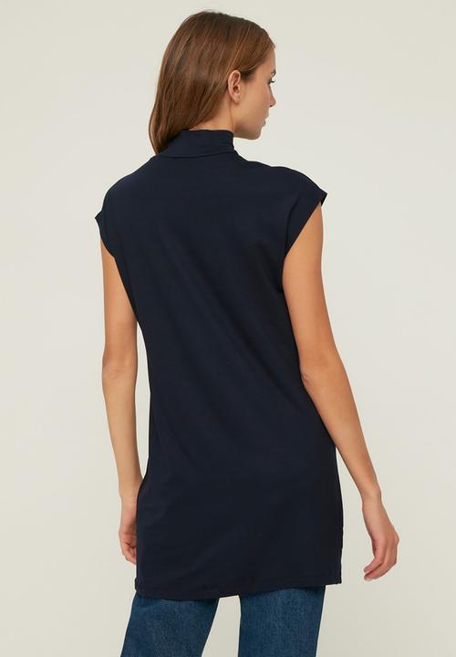Koton - Vertical collar tunic - navy & stone