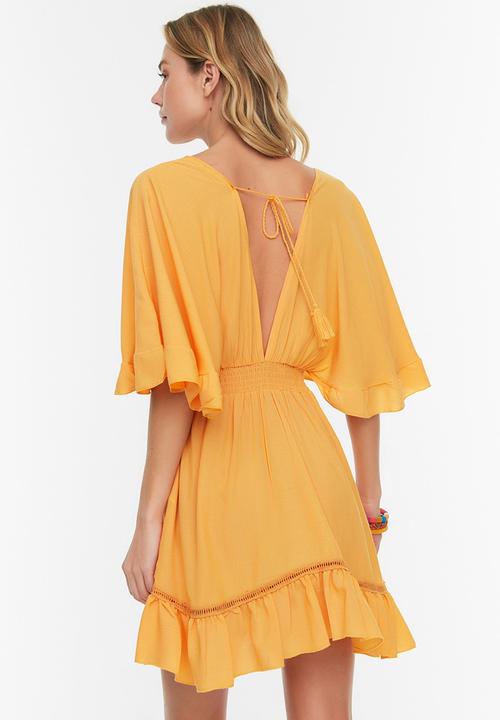 Trendyol - Ruffle beach dress - yellow