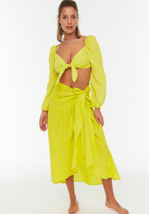 Trendyol - Tie detailed skirt - green