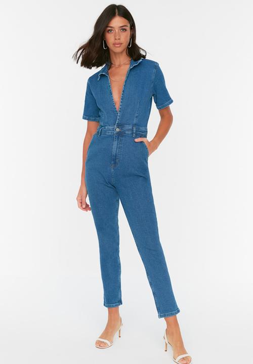 Koton - V neck denim jumpsuit - dark blue