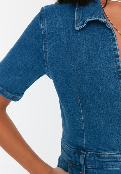 Koton - V neck denim jumpsuit - dark blue