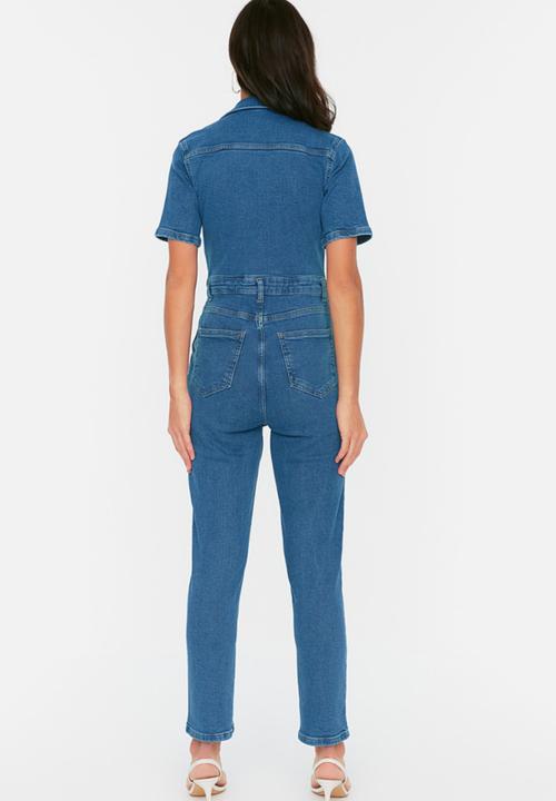 Koton - V neck denim jumpsuit - dark blue