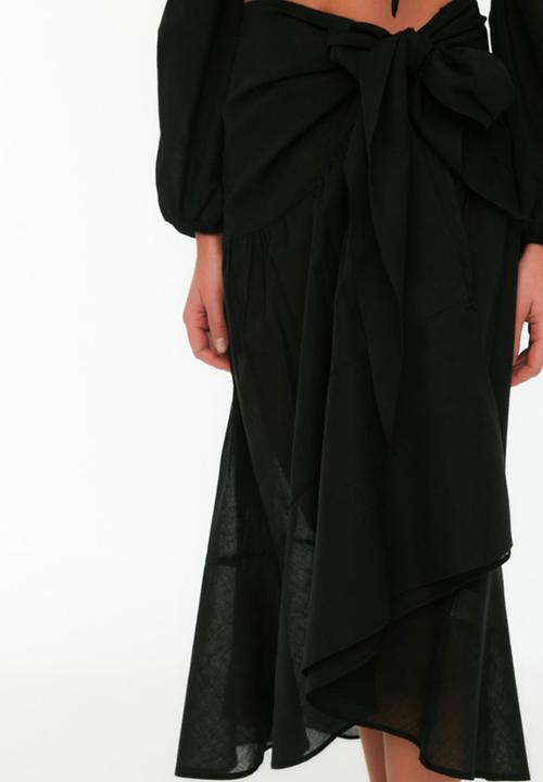 Trendyol - Tie detailed skirt - black