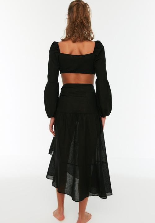 Trendyol - Tie detailed skirt - black