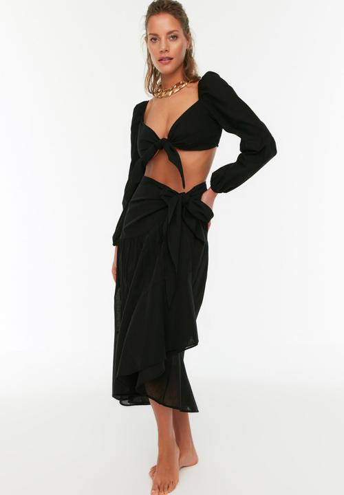 Trendyol - Tie detailed skirt - black