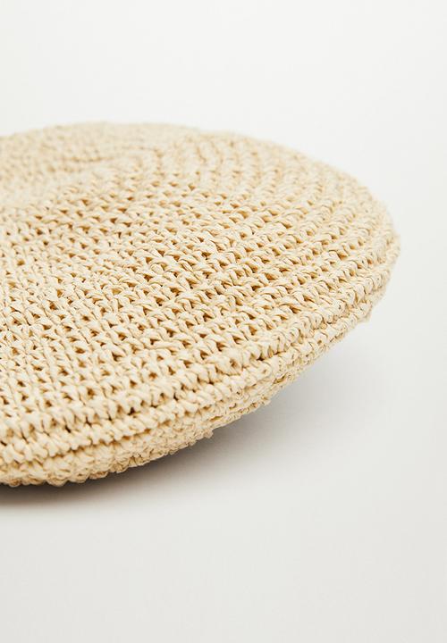 MANGO - Raffia beret - ecru