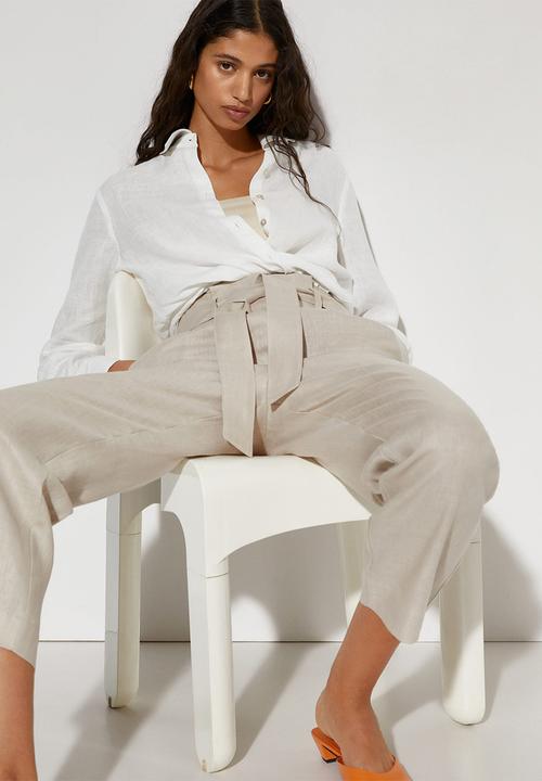 MANGO - Trousers ampabelt - light pastel grey