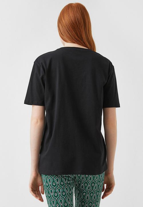 Koton - Printed cotton T-shirt - black