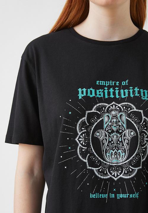 Koton - Printed cotton T-shirt - black