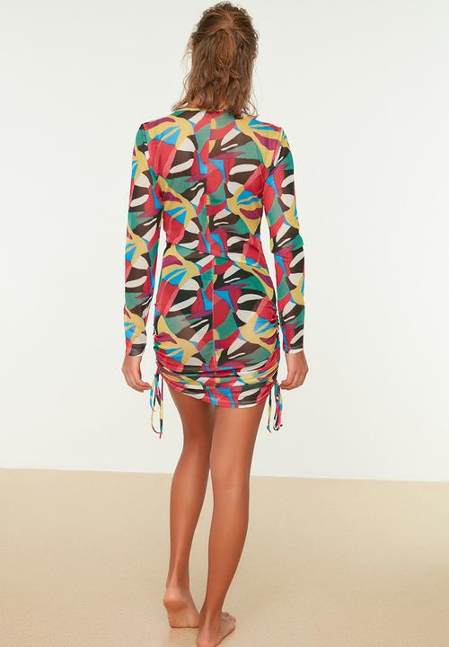 Trendyol - Abstract patterned beach mesh dress - multi