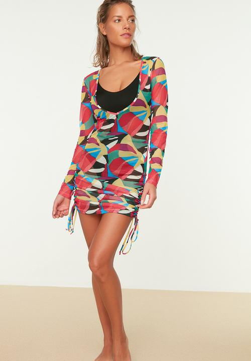 Trendyol - Abstract patterned beach mesh dress - multi