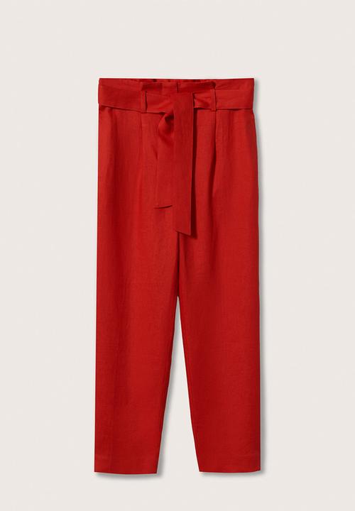 MANGO - Trousers ampabelt - red