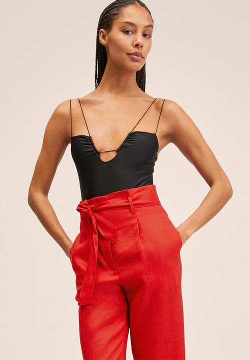 MANGO - Trousers ampabelt - red