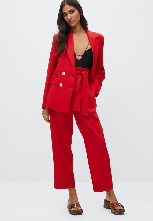 MANGO - Trousers ampabelt - red