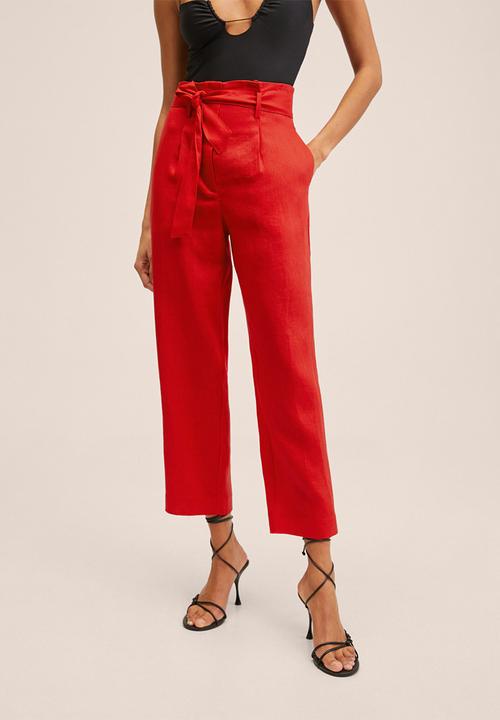MANGO - Trousers ampabelt - red