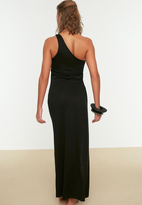 Trendyol - One shoulder detailed beach dress - black