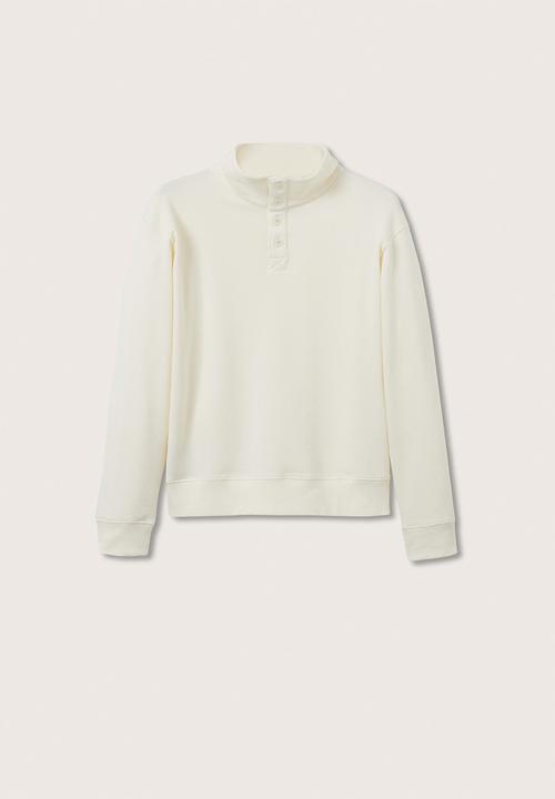 MANGO - Neruda buttoned collar sweatshirt - off white 