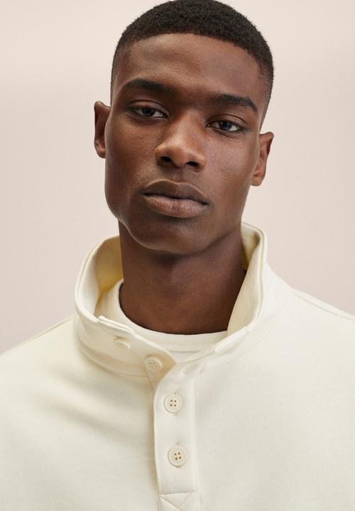 MANGO - Neruda buttoned collar sweatshirt - off white 