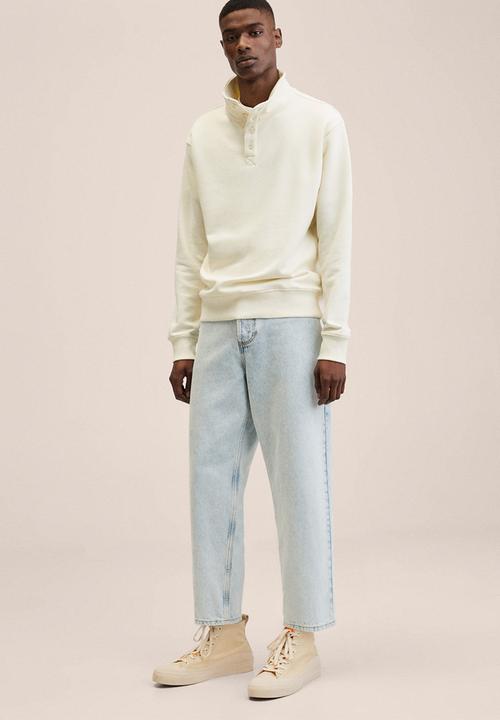 MANGO - Neruda buttoned collar sweatshirt - off white 