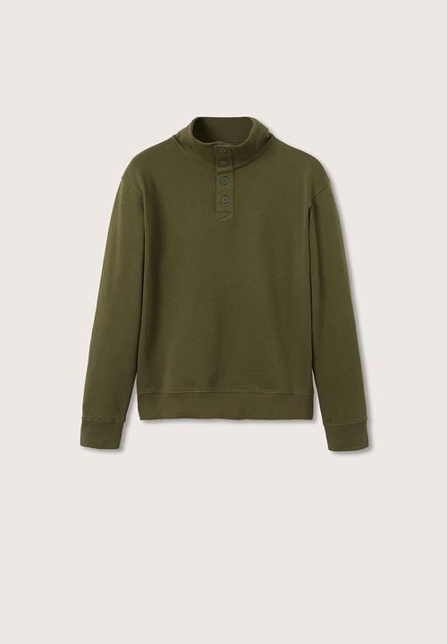 MANGO - Neruda Buttoned collar sweatshirt - khaki 