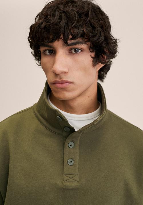 MANGO - Neruda Buttoned collar sweatshirt - khaki 