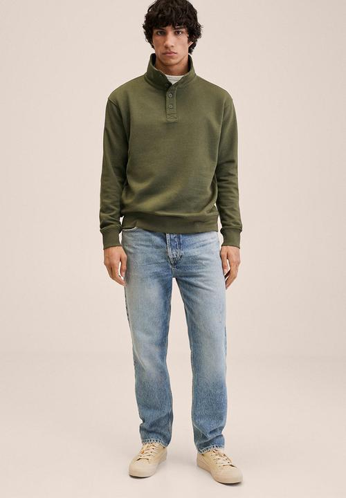 MANGO - Neruda Buttoned collar sweatshirt - khaki 