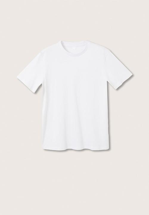 MANGO - Cherlo sustainable cotton basic T-shirt  - white 