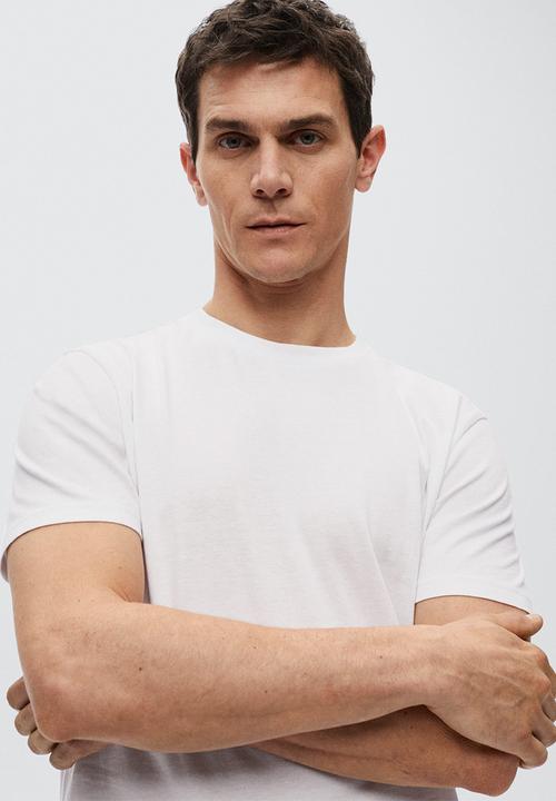MANGO - Cherlo sustainable cotton basic T-shirt  - white 