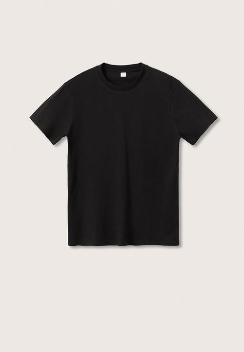 MANGO - Cherlo sustainable cotton basic T-shirt - Black 