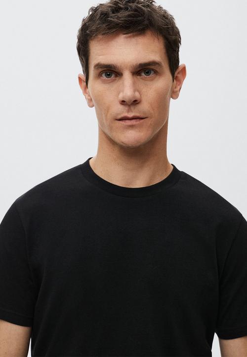 MANGO - Cherlo sustainable cotton basic T-shirt - Black 