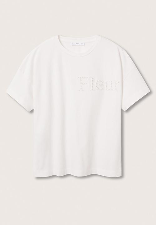 MANGO - T-shirt fleur - white