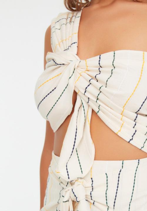 Trendyol - Tie detailed bottom-top set - cream