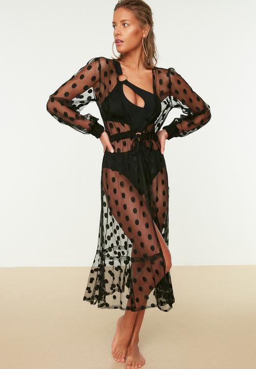 Trendyol - Print detail kimono kaftan - black