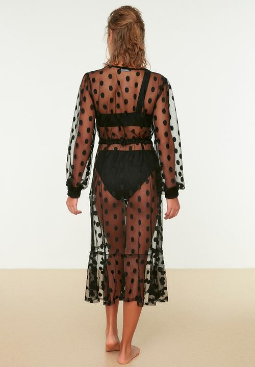 Trendyol - Print detail kimono kaftan - black