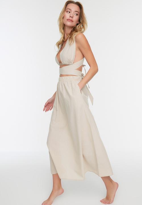 Trendyol - Cross linking detailed bottom-top set - stone