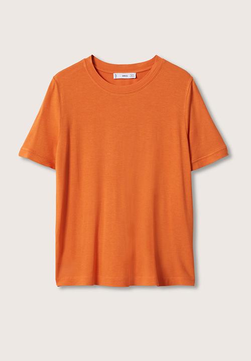 MANGO - T-shirt branca - orange