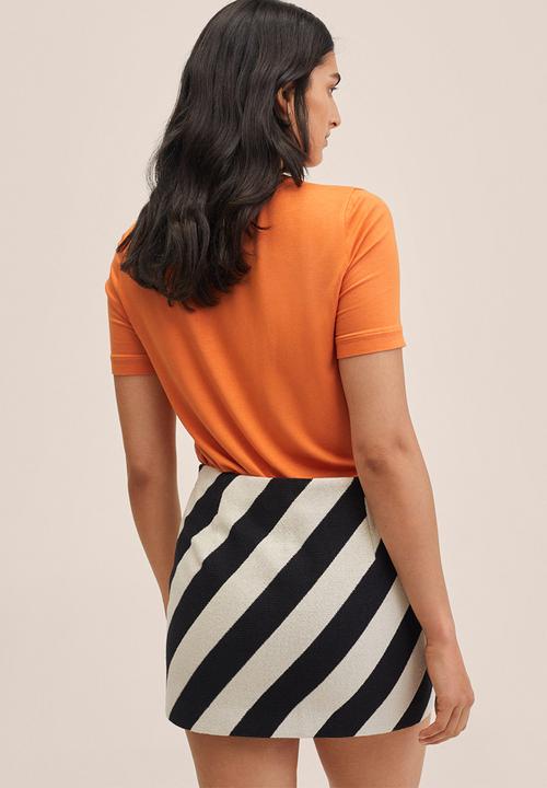 MANGO - T-shirt branca - orange