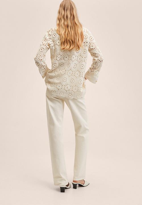 MANGO - Shirt crochet - light beige