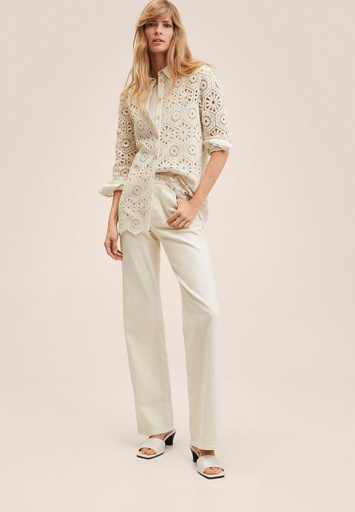 MANGO - Shirt crochet - light beige