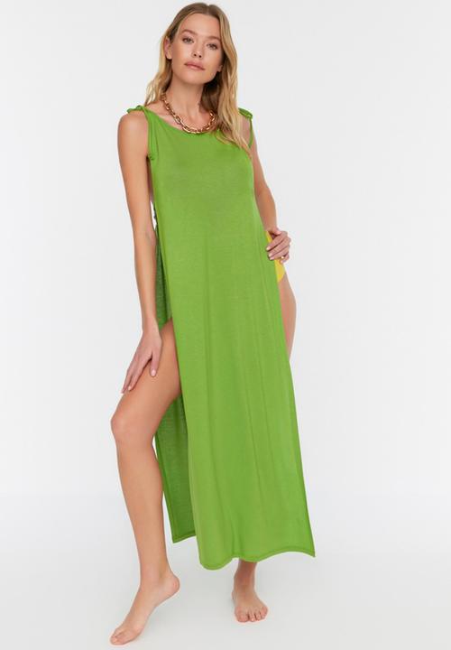 Trendyol - Knit accessory detail beach dress - green