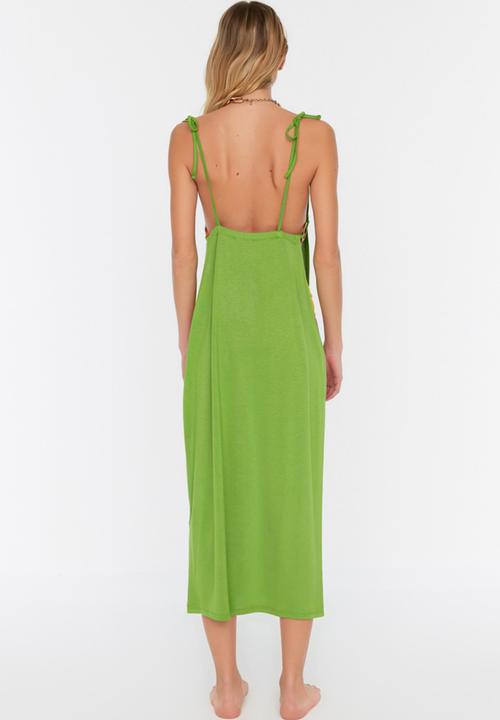 Trendyol - Knit accessory detail beach dress - green