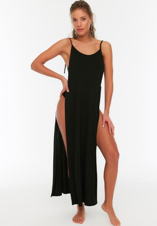 Trendyol - Accessory detailed knit beach dress - black