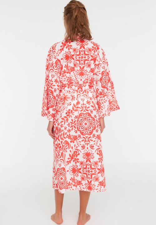 Trendyol - Floral patterned kimono kaftan - red