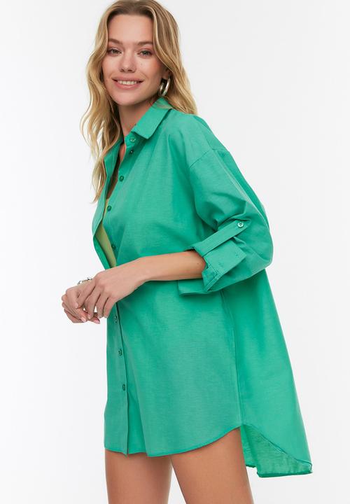 Trendyol - Tunic oversized shirt - green