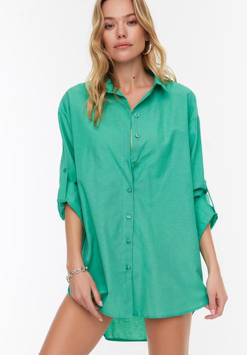 Trendyol - Tunic oversized shirt - green