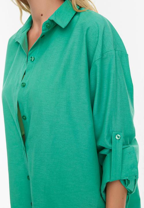 Trendyol - Tunic oversized shirt - green