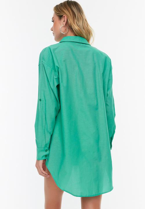 Trendyol - Tunic oversized shirt - green