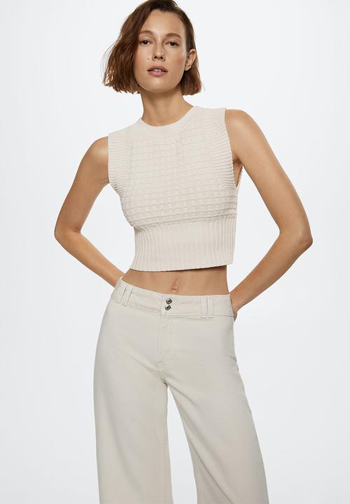 MANGO - Jeans culotte - light beige