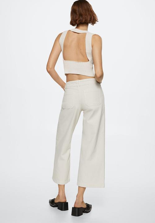 MANGO - Jeans culotte - light beige